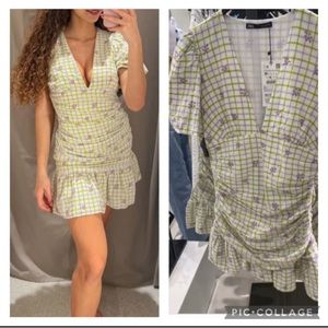 CHECKERED DRAPED DRESS